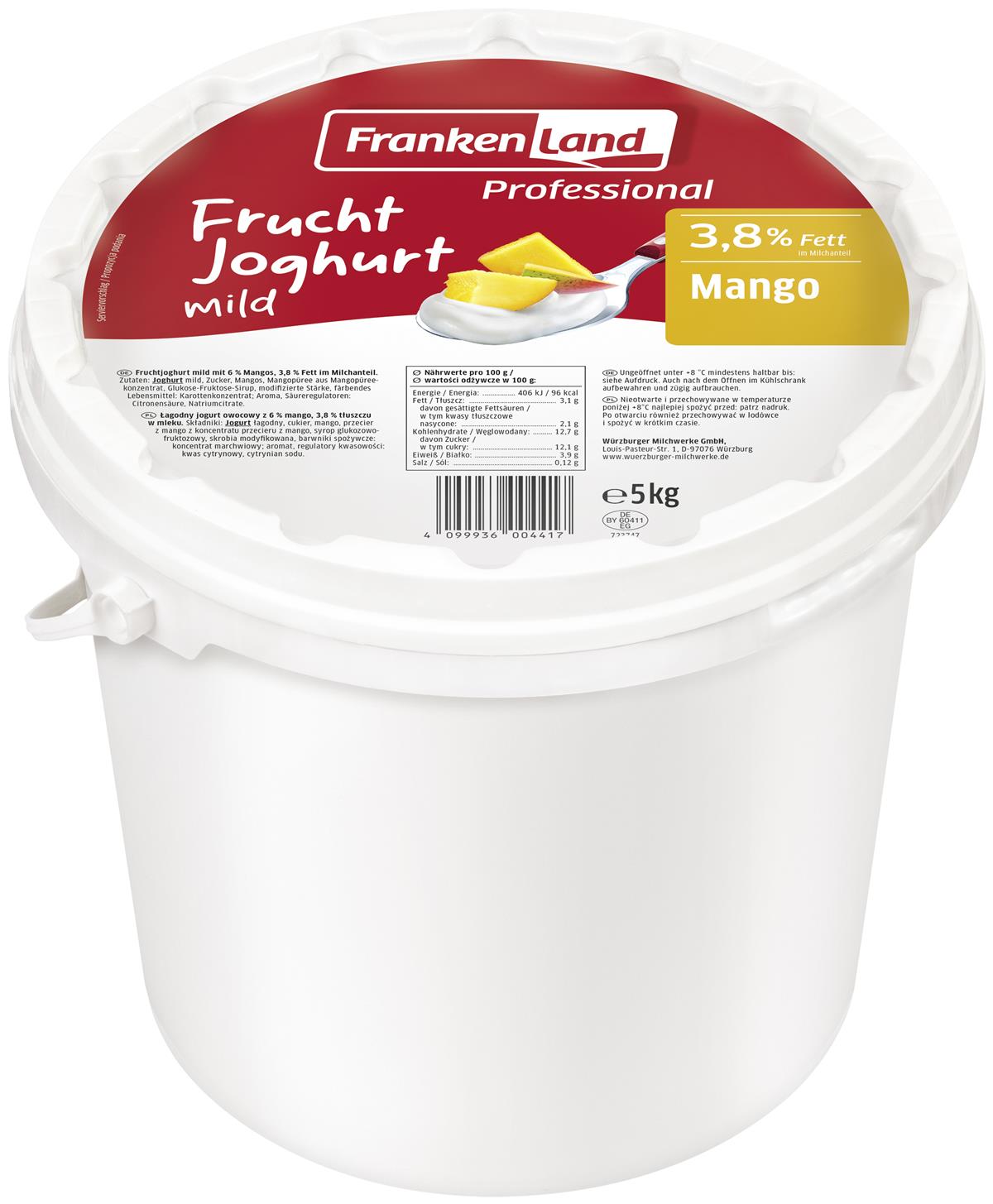 Mangojoghurt 3,8% Fett 5kg
